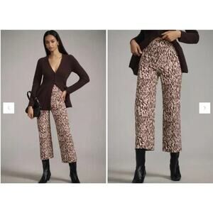 NWT Maeve The Colette Cropped Magic Fabric Wide-Leg Pants Sz 25 Brown 7D561